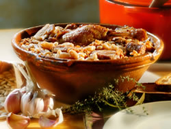 Traditional homemade Castelnaudary Cassoulet served at the Domaine des Périès table d'hôtes