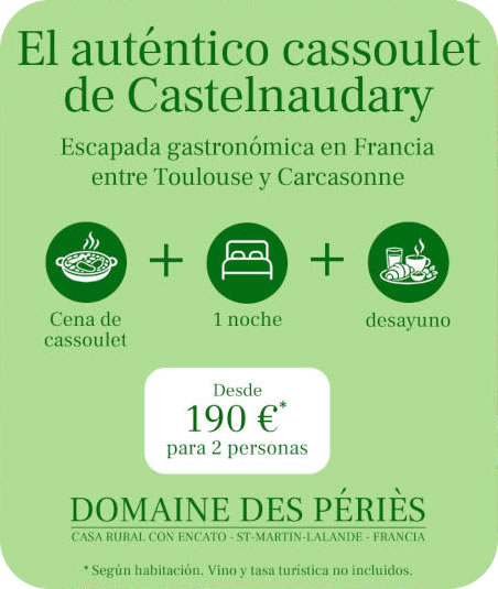 Escapada gastronómica con cassoulet de Castelnaudary, una noche para dos y desayuno incluido.